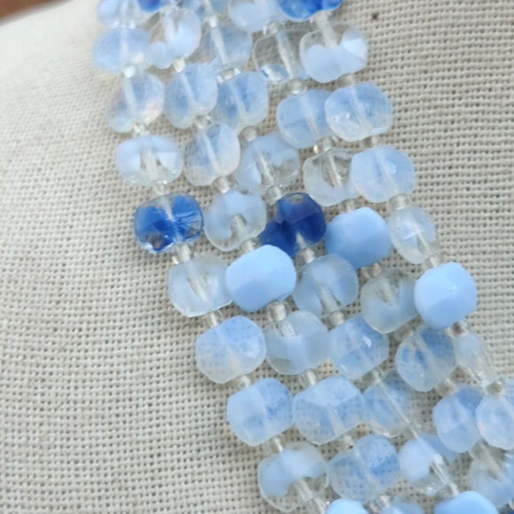 Vintage Western Germany Blue Givre Glass Necklace - Picture 10 of 10